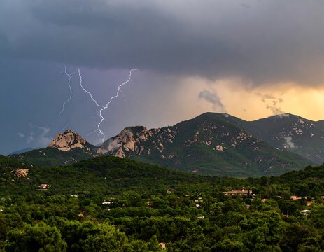 Stormy Mountain Landscape Sunset