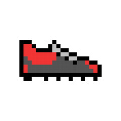 Pixel Art Soccer Cleat Black and Red Retro Shoe