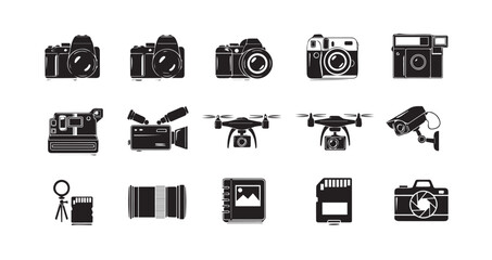 Camera silhouette icon bundle illustration