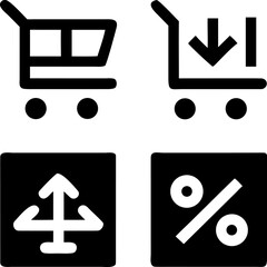 Essential e-commerce icons shopping cart download resize and discount for modern online business