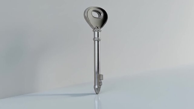 Key on White Background Video | Isolated Object, Minimalist Concept, Security Symbol & Door Key Footage