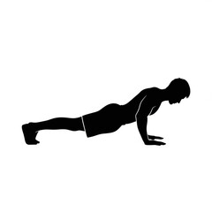 Silhouette of a man performing a push up exercise