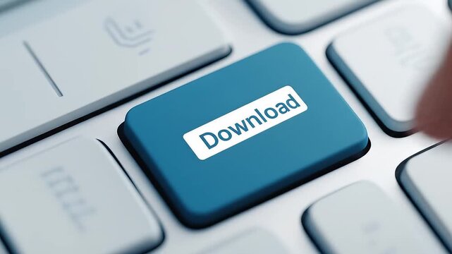 Download Button on Keyboard Video | Technology Concept, Computer Shortcut Key, Digital Action & IT Footage