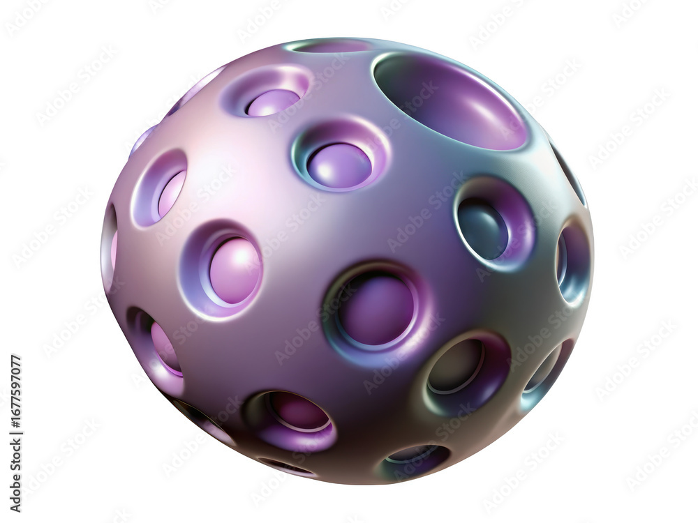 Aufkleber abstract sphere with perforated surface and round depressions showing soft pastel color tones 3d ill