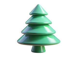 Fototapeta premium Cartoon green christmas tree icon isolated festive decoration holiday season celebration symbol winter spruce rendering 3d illustration isolated on transparent background