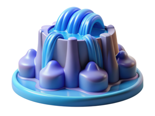 Cartoonish waterfall in pastel colors 3d render nature theme flowing water design peaceful and calming scenery 3d illustration isolated on transparent background