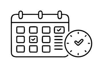 Vector art of calendar and clock icon for schedule and time management