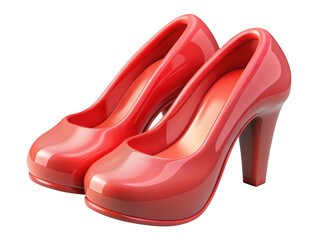 Elegant pair of red high heels fashionable footwear isolated with glamorous look and stylish design 3d illustration isolated on transparent background