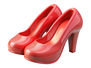 Elegant pair of red high heels fashionable footwear isolated with glamorous look and stylish design 3d illustration isolated on transparent background