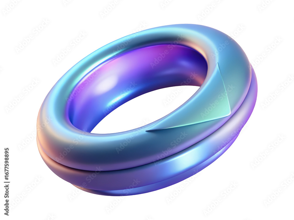 Fototapete Iridescent donut shape with triangle intersecting on background innovative design minimalist and modern 3d illustration isolated on transparent background