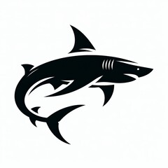 Obraz premium Powerful black silhouette of a great white shark swimming fiercely underwater