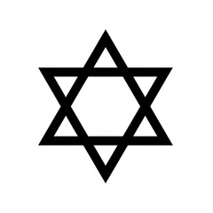 Simple black star of david symbol on white background