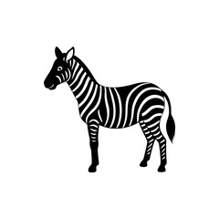 Stylized illustration of a standing zebra with black and white stripes Silhouette Vector 