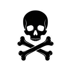 Black skull and crossbones icon on white background