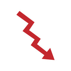 Red jagged arrow symbolizing financial decline and negative trends transparent background