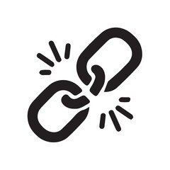 Obraz premium Unlink silhouette black and white vector icon