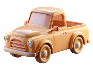 Stylish peach colored vintage pickup truck car rendered design automotive transport creative image 3d illustration isolated on transparent background