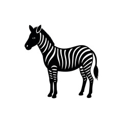 Striking Black and White Zebra Illustration Standing Boldly Against a Clean Background Silhouette Vector 