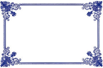 Decorative blue border, vintage frame for design
