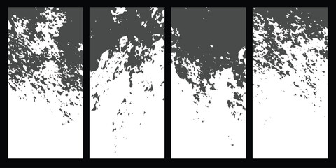 Abstract monochromatic splashy border effect with organic branching patterns over a white canvas white background