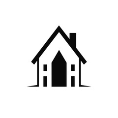 Fototapeta premium Modern abstract house icon with chimney and entrance
