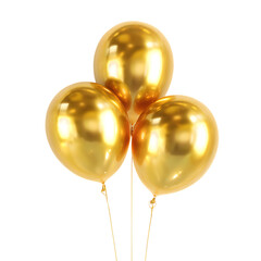 Shiny gold balloons isolated on black. Festive decoration.