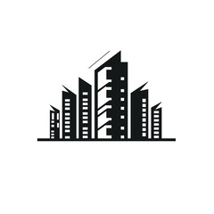 Fototapeta premium Modern city skyline silhouette of tall buildings