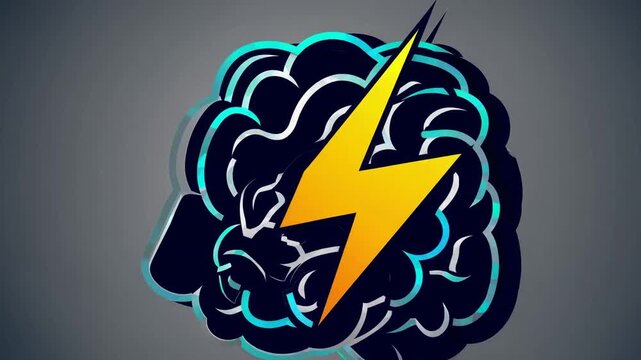 Pictogram Depicting Human Cerebrum with Electrical Discharge Symbolizing Idea Generation Methods