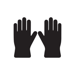 Pair of black silhouetted gloves isolated on for protection and safety