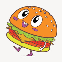 Happy Burger Cartoon Character