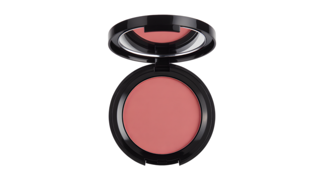 Blush makeup cosmetic beauty face powder cheeks mirror black container product glamour accessory fashion on transparent background