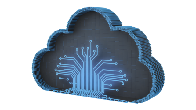 Cloud computing data technology network storage internet digital information system connection concept abstract on transparent background