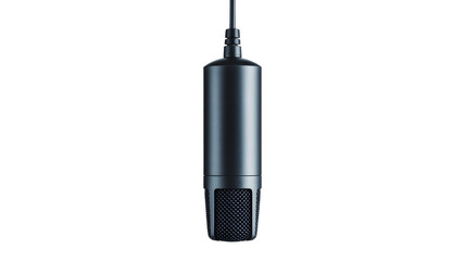 Black microphone studio recording audio sound equipment podcast broadcast voice condenser mic professional tool 100 on transparent background