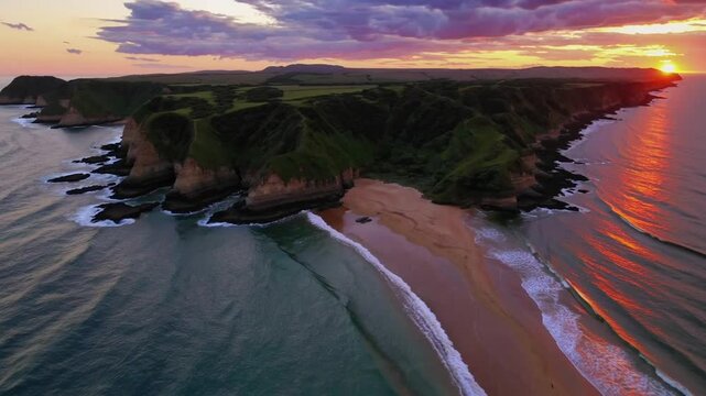 Coastal Beach Vista from Elevated Perspective at Dusk