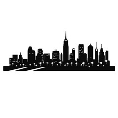 Obraz premium Iconic city skyline silhouette with tall buildings