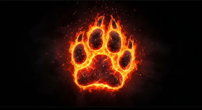 Fiery animal paw print graphic design - Powered by Adobe