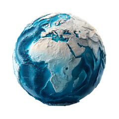 3D model of Earth, oceans and continents.