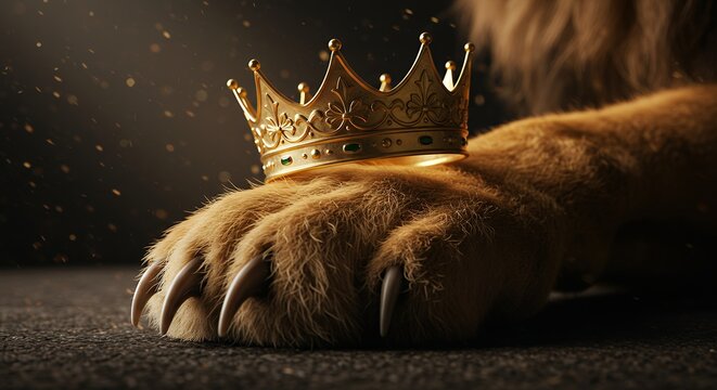 Golden crown lion paw majestic powerful theme