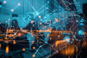 Global connectivity networks and supply chain logistics representing intricate value chains