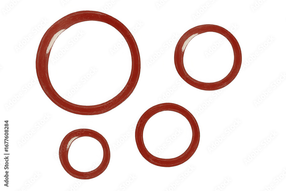 Aufkleber transparent background hosting four red circles, graduating in size, presenting minimalist graphic d