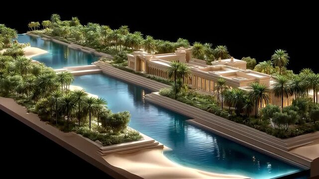 Ancient Babylon Hanging Gardens Architectural Landscape Display