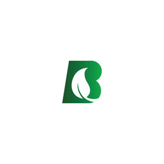 b leaf logo. vector design of letter B and leaf for icon,symbol or logo