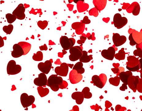 Firefly_peony flowers isolated on white - Firefly_Red hearts confetti background for valentine or celebrations isolated on transparency