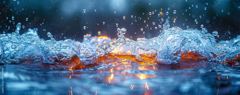 Aufkleber dynamic splashing and flowing transparent water capturing motion and energy isolated on white backgr