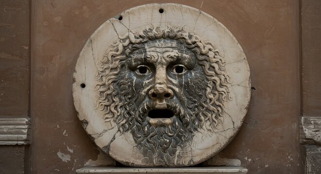 Ancient Roman Sculpture of Bocca della Verit? evoking history and mystery for visitors