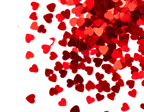 Firefly_peony flowers isolated on white - Firefly_Red hearts confetti background for valentine or celebrations isolated on transparency