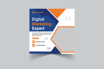 Modern Professional Social Media Post Layout for Corporate Business Marketing Vector Illustration