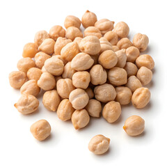 Obraz premium A clear image of chickpeas (garbanzo beans) isolated on a white background, showing their round shape