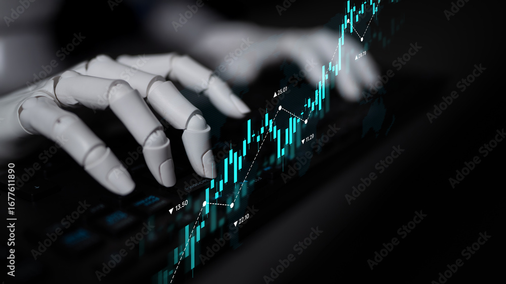 Poster ai tools analyze stock market data through dynamic chart visualization to forecast price trends and 