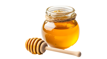 Honey Jar with Dipper on Transparent Background